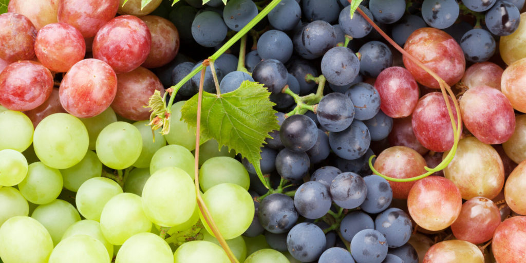 Bunch of colorful grapes